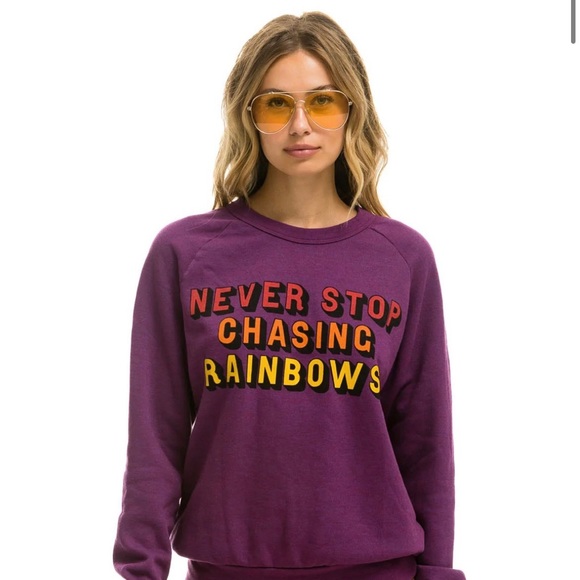 Aviator Nation NWT Crewneck Sweatshirt in Purple - Sz Small 🌈 - Picture 2 of 7